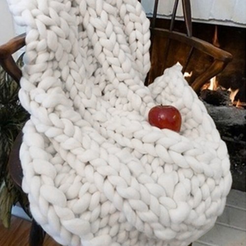 100X120cm Warm Handmade Chunky Knit Blanket Thick Line Sofa Bed Decor