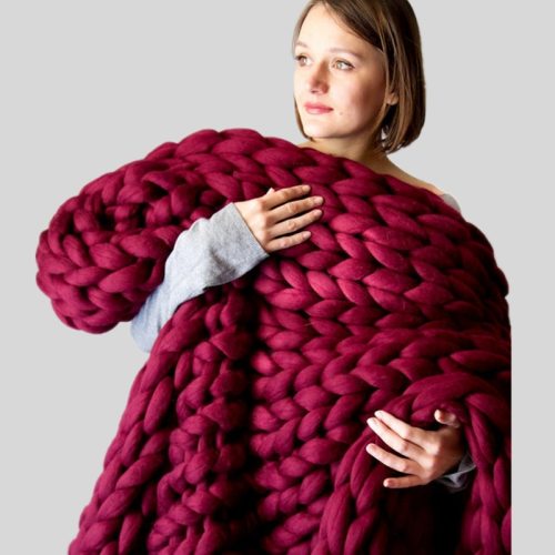 Chunky Knit Blanket Warm Soft Cozy for Sofa Bed Boho Home Decor