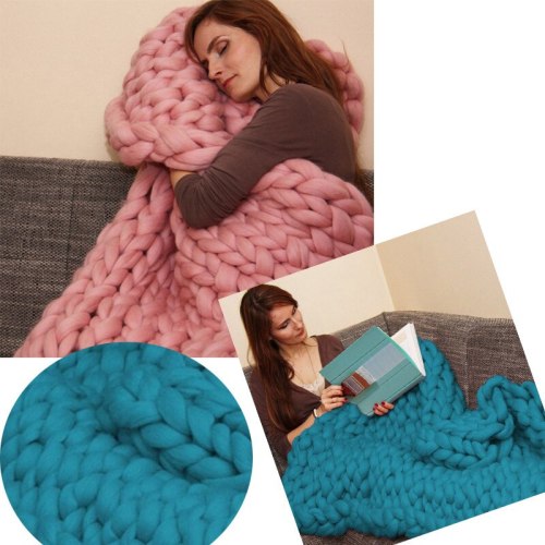 Chunky Knit Blanket Handmade Bulky Sofa Pet Mat