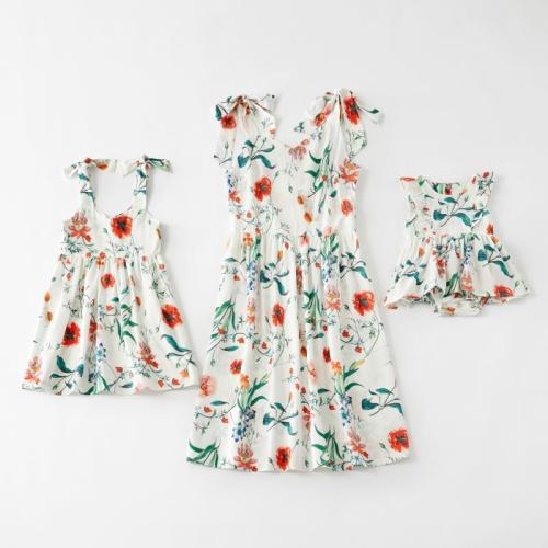 Family Dress Mother and Daughter Matching Outfits Dresses Floral Matching Clothes