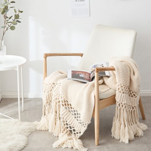 Blankets for Beds Hand-knitted Sofa Blanket Photo Props Tassel Weighted Blanket Chunky Knit Blanket