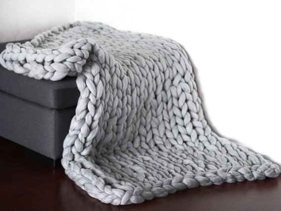 Chunky Knit Blanket Warm Soft Cozy for Sofa Bed Boho Home Decor