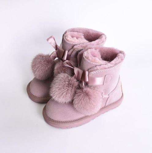 Winter Kids Fashion snow boots thick Genuine Leather warm baby girls boots winter boot for baby