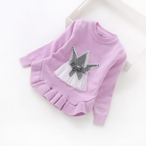 Children's clothing 2-6 years girls sweater round neck pullover sweaters