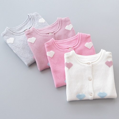 Baby Girls Sweaters Cotton Children Knitted Sweater Coat Cute Love Heart Girls Cardigan Jacket
