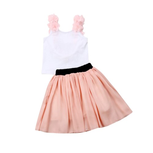 Women Girls 2PCS Backless Floral T-shirt Tulle Skirt Parent-child Leisure Flower Ball Gown Skirts Set Outfits