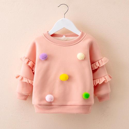 Baby Kids Girls Tops Pompon Clothes Long Sleeve Sweater Cashmere Coat Children Wool Coats