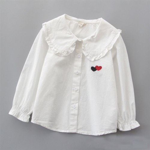Girls' Long Cotton Lined shirt children's cardigan bottoming coat