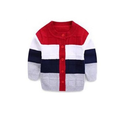 Baby Boys Cotton sweater cardigan striped O-Neck sweater 0-24months