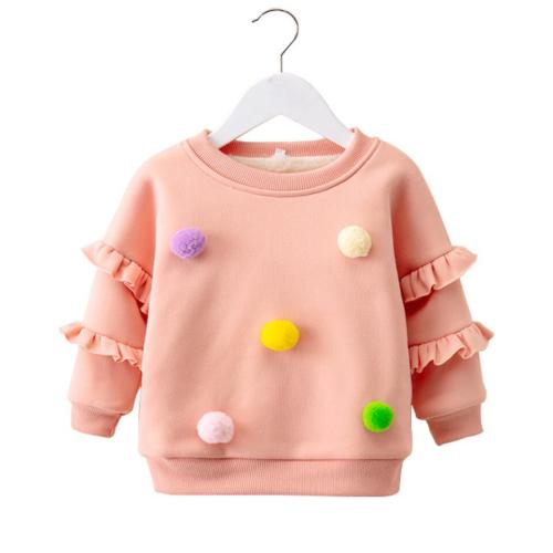 Baby Kids Girls Tops Pompon Clothes Long Sleeve Sweater Cashmere Coat Children Wool Coats