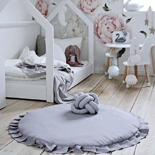 Baby Round Play Mats Soft Cotton Padded Newborn Crawling Mat Infant Play Carpet Kids Room Floor Rugs Nordic Decoration