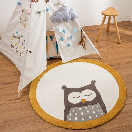 Nordic Kids Room Decoration Cartoon Animals Round Carpet play Floor Mat Bedroom Blanket Tent Anti-Slip Playmat