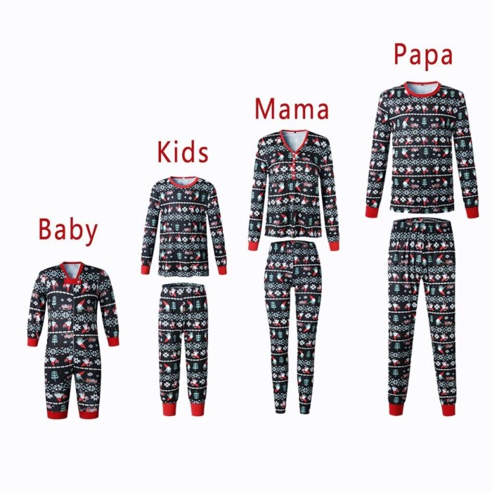 Christmas Parent-child Warm Family Matching Clothes Printed Home Wear Pajamas Two-piece Set