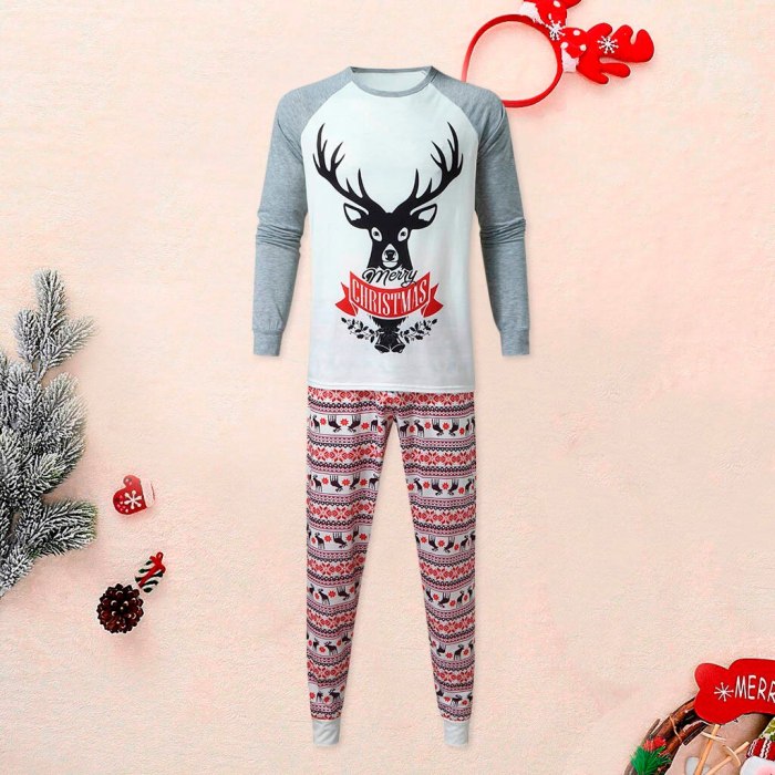 Christmas Family Matching Clothes Long Sleeve Letter Printed Top and Pants Xmas Family Clothes Pajamas Set