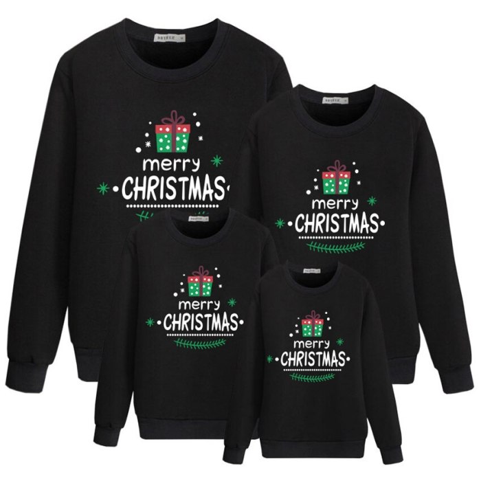 New Family Christmas Sweaters Children Parents Black Fashion Winter Costume Mommy and Daughter Matching Clothes