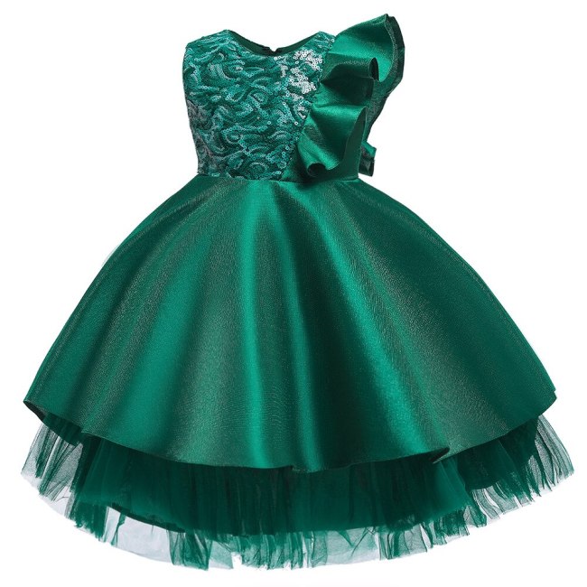Sequin Satin Girls Pageant Tulle party dress