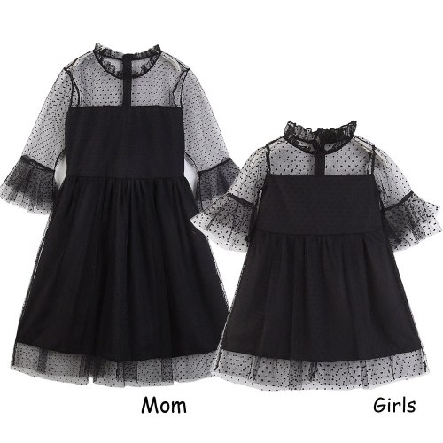 Mommy and Me Family Matching Clothes Black Lace Dress Girls Mother Daughter Dresses Boutique Kids Clothing Parent Child Outfits