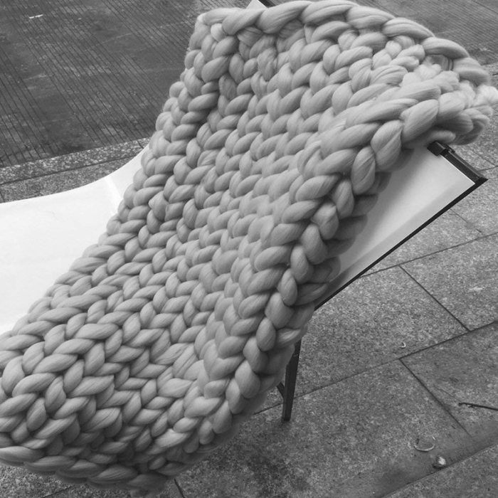 Chunky Knit Blanket Grey 120cm*150cm