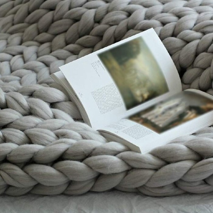 Chunky Knit Blanket Grey 120cm*150cm