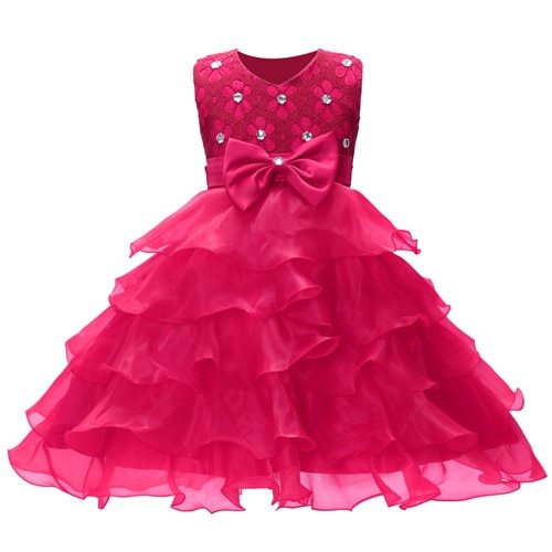 Kids For Children Dress Sleeveless Lace Bow Princess Flower Girl Dresses