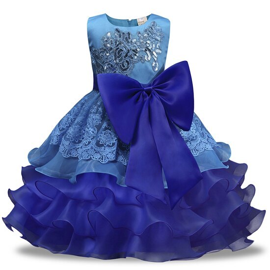 Lace Bowknot Flower Girl Dresses O-neck Kids Dress