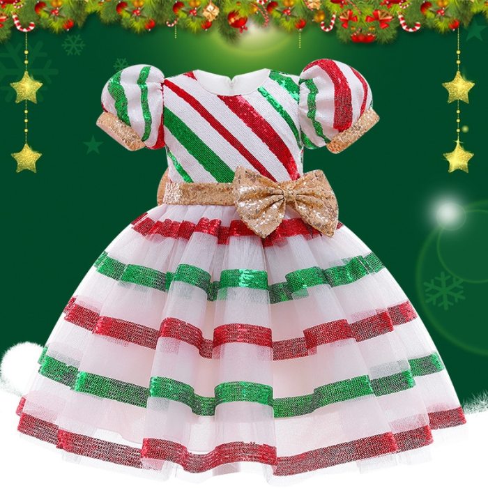 Girls' party Christmas candy dress sequined party dress