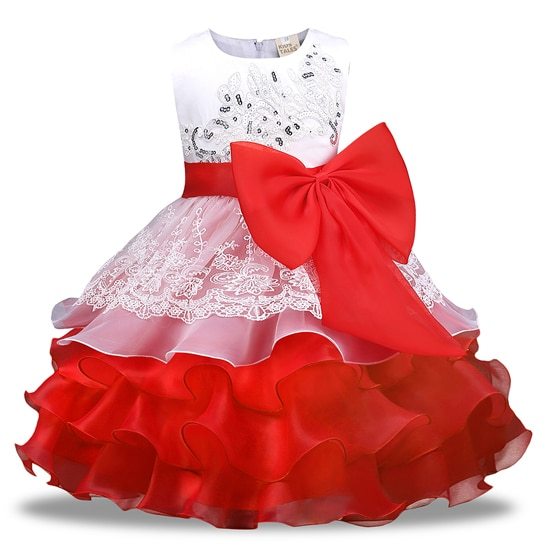 Lace Bowknot Flower Girl Dresses O-neck Kids Dress