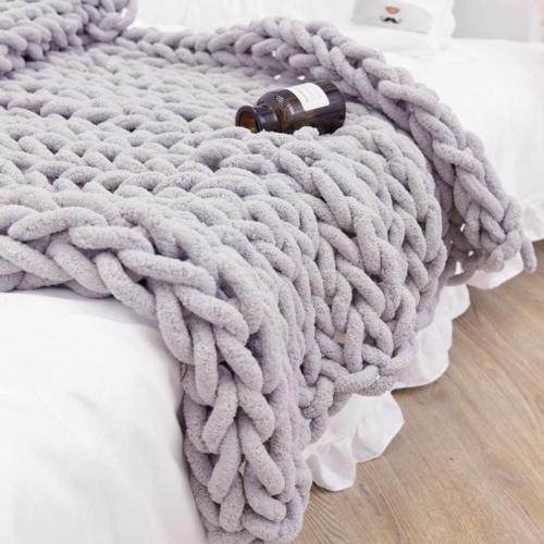 Blanket DIY Handmade Chenille Wool Yarn Coarse Wool Blanket Ice Strips Thickened Handmade Knitted Blanket Yarn