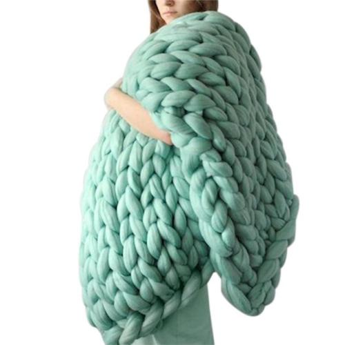 Chunky Wool Knitted Blanket Thick Yarn Wool Bulky Knitting Throw Blankets