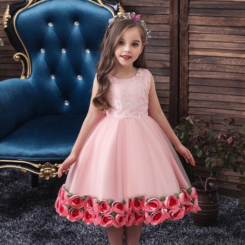 Girl Christmas Dress  Children Ceremony Party Lace Embroidery