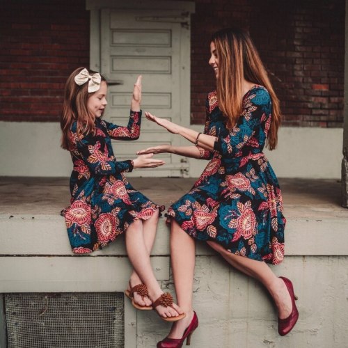 Mother Daughter Dresses Vintage Floral Mommy and Me Matching Outfits