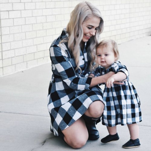 Christmas Plaid Family Matching Dress Mommy And Me Winter Dresses
