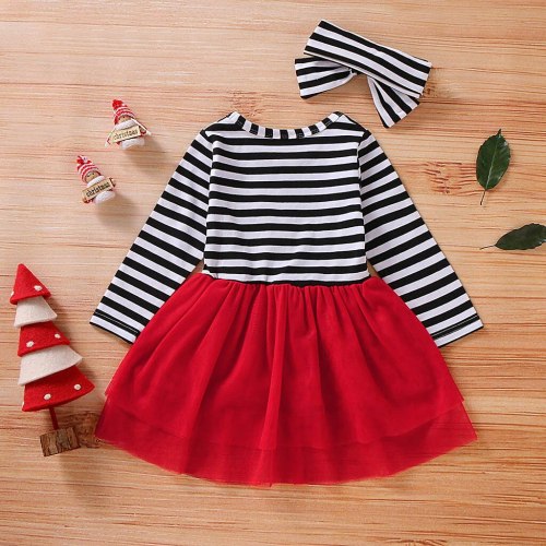 Baby Girls Dress Christmas Santa Striped Dress