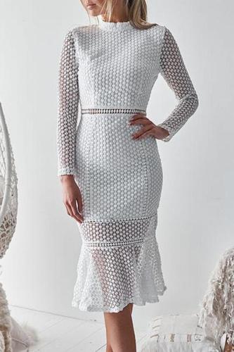Sexy Lace Backless Long Sleeve Bodycon Dress