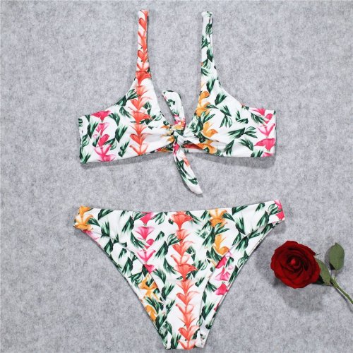Flower Printed Strap Swimsuit