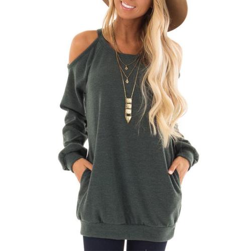 Round Neck Hollow Out Long Sleeve Casual T-Shirts
