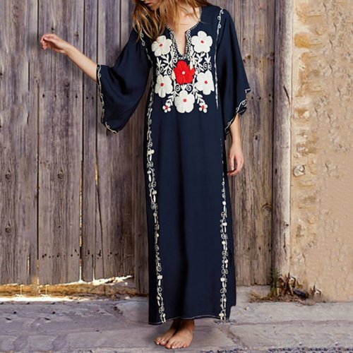 Cotton Embroidered Beach Holiday Casual Dresses