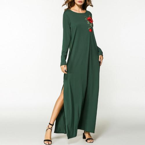 Embroidered Long Sleeves With Irregular Maxi Dress