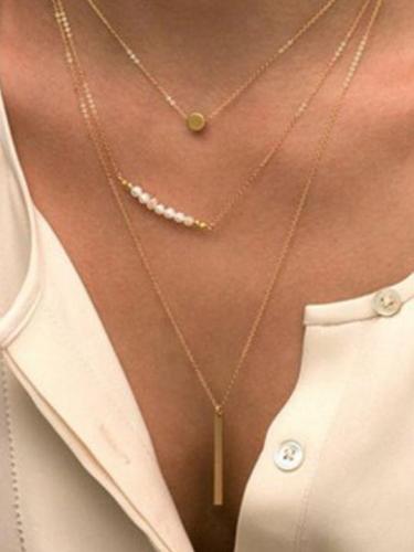 Simple Pearl Stick Multi-Layer Necklace