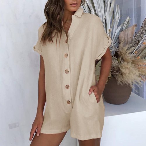Summer Casual Loose Button Romper