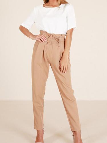 Fashion Plain Casual Pants Jumpsuits