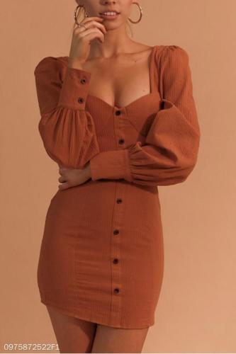 Fashion Sexy Plain Long Sleeve Bodycon Dress