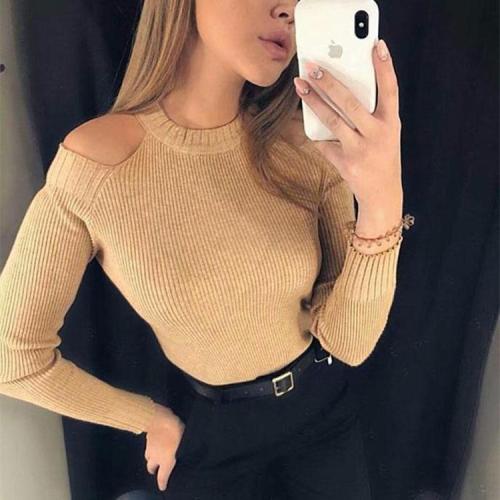 Fashion Sexy Off The   Shoulder Knitted Sweater Blouse