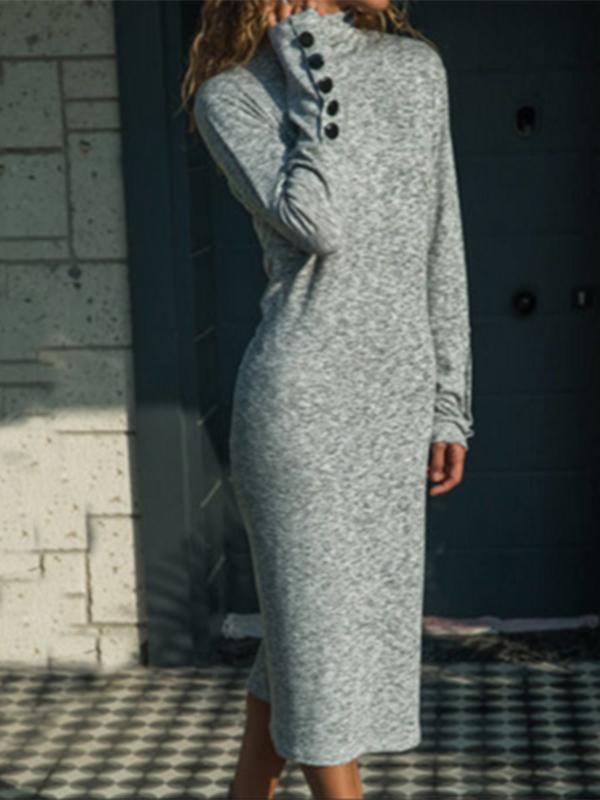 Fashion Knitted Long Sleeved Casual Dresses