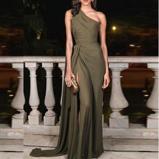 US$ 32.99 - Sexy Plain Slim Off Shoulder Fork Evening Dress - www ...