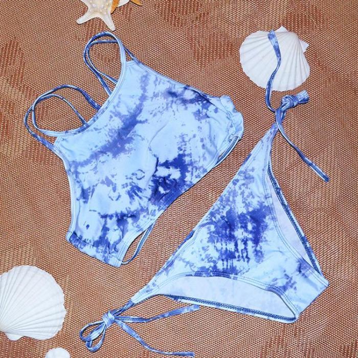 Sexy Straps Blue Denim Bikini Swimwear