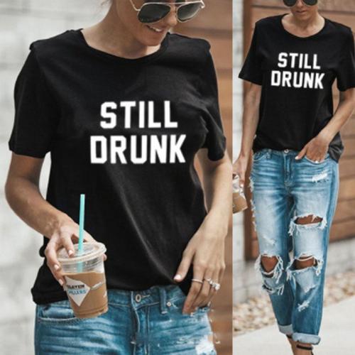 Round Neck  Letters T-Shirts