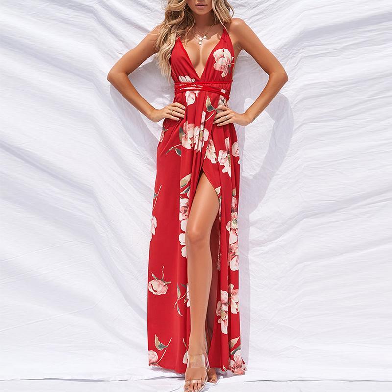 US$ 25.99 - Sexy Sleeveless Floral Print Maxi Dress - www.ebuytide.com