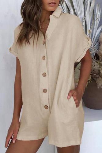 Summer Casual Loose Button Romper