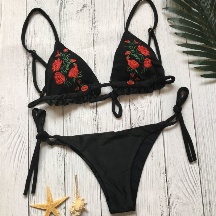 Black Sexy Embroidery Bikini